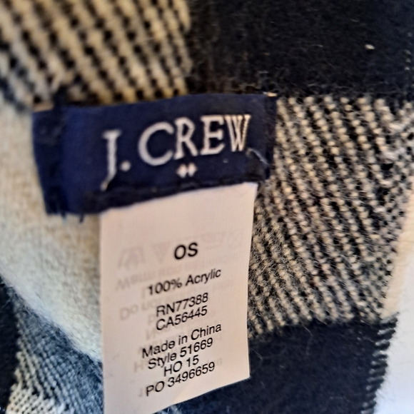 J. Crew Black and Cream Plaid Scarf - Picture 4 of 5